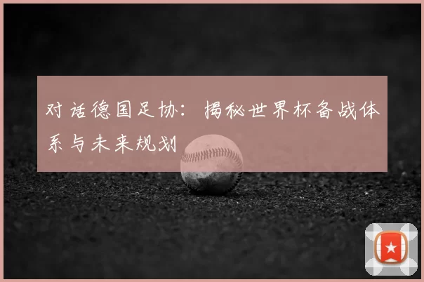对话德国足协:揭秘世界杯备战体系与未来规划